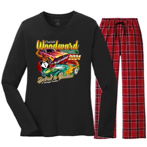 Cruisin Woodward Detroit To Pontiac A Michigan Tradition 2024 Women's Long Sleeve Flannel Pajama Set 