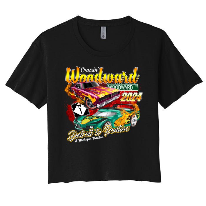 Cruisin Woodward Detroit To Pontiac A Michigan Tradition 2024 Women's Crop Top Tee