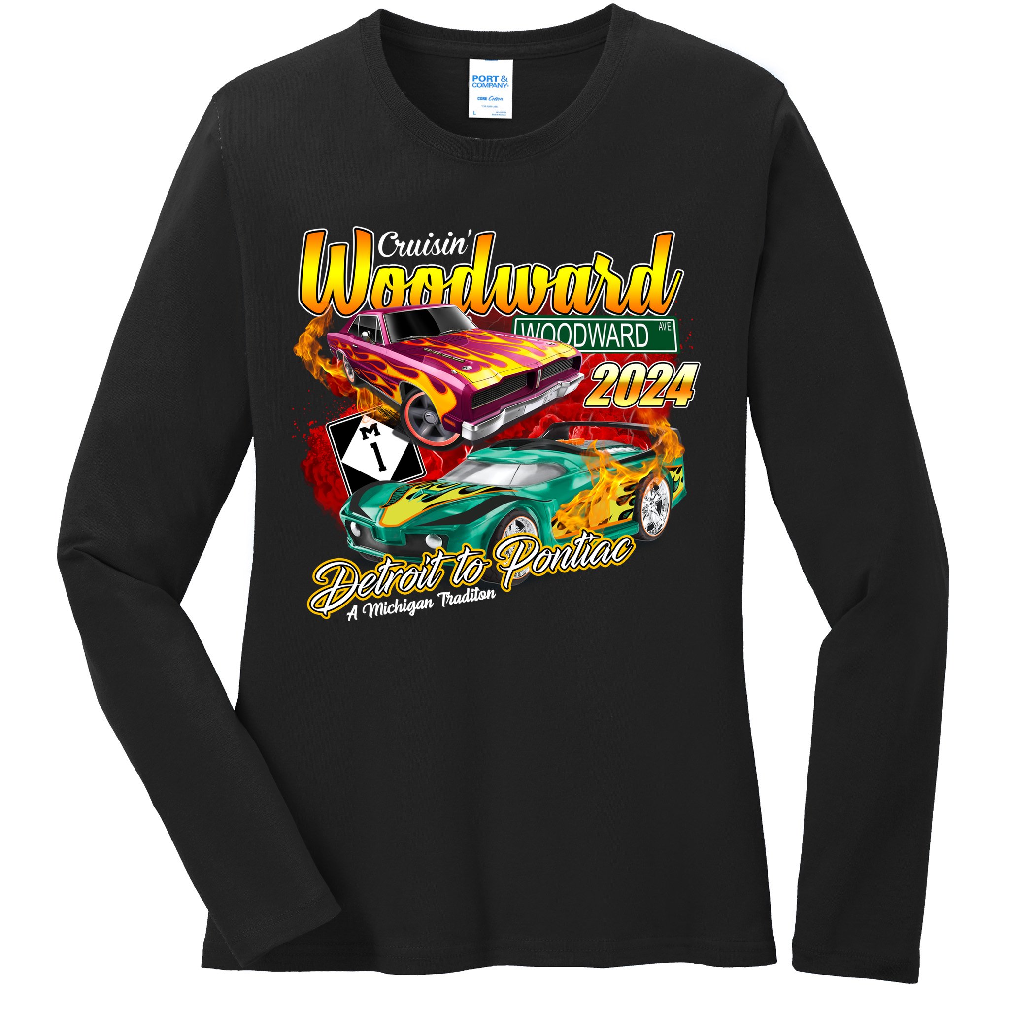 Cruisin Woodward Detroit To Pontiac A Michigan Tradition 2024 Ladies Long Sleeve Shirt