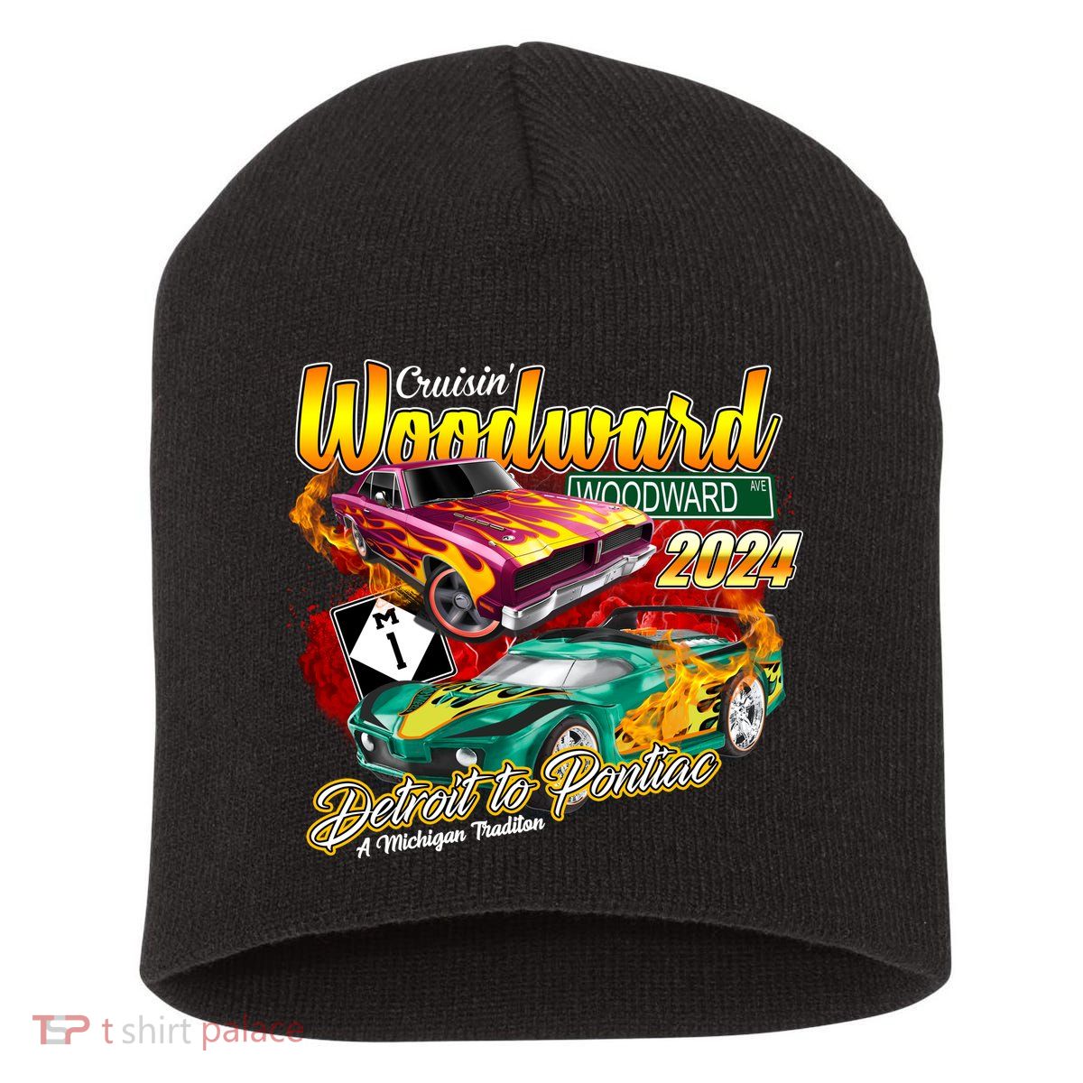 Cruisin Woodward Detroit To Pontiac A Michigan Tradition 2024 Short Acrylic Beanie