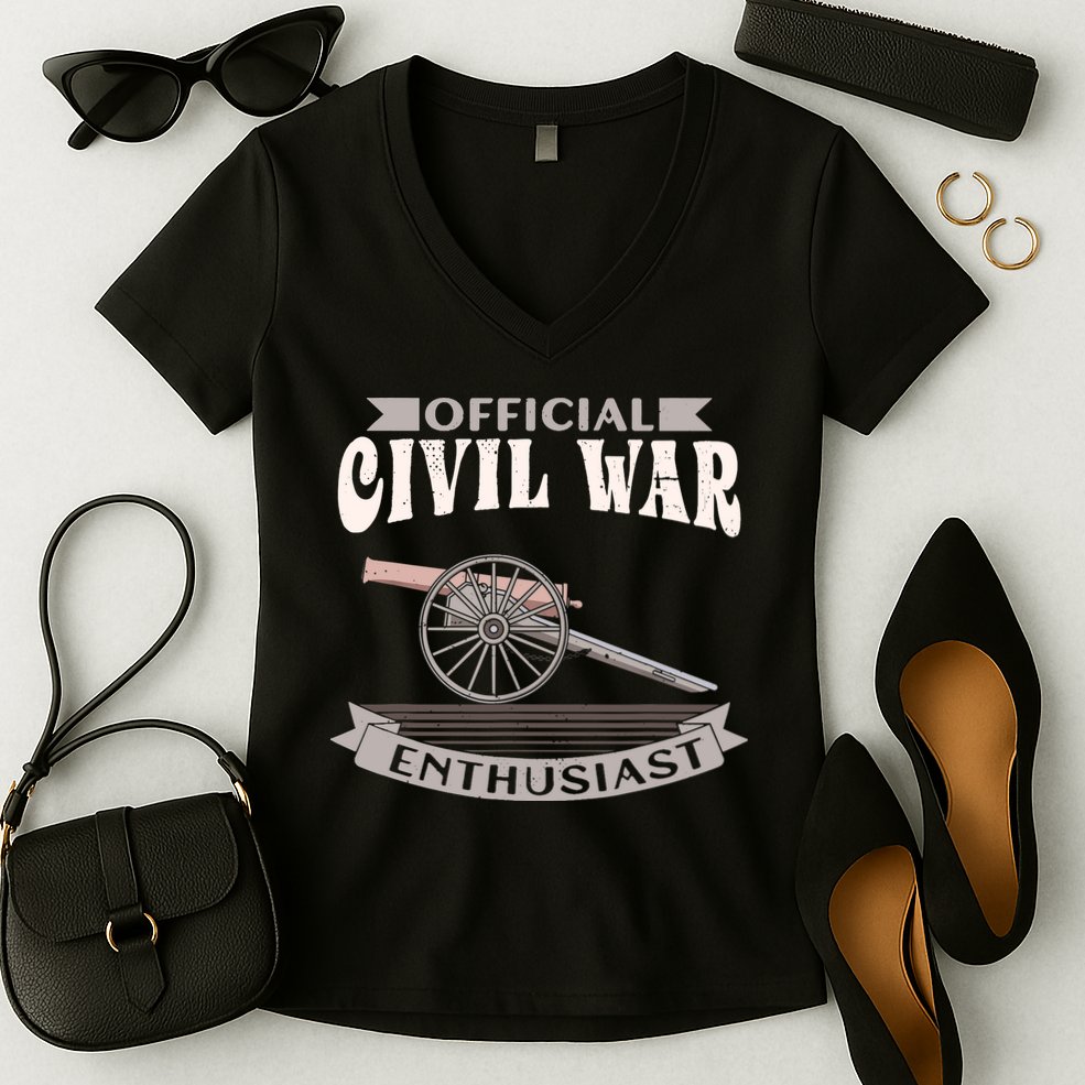 Civil War Enthusiast American Lover US Reenactor Women's V-Neck T-Shirt