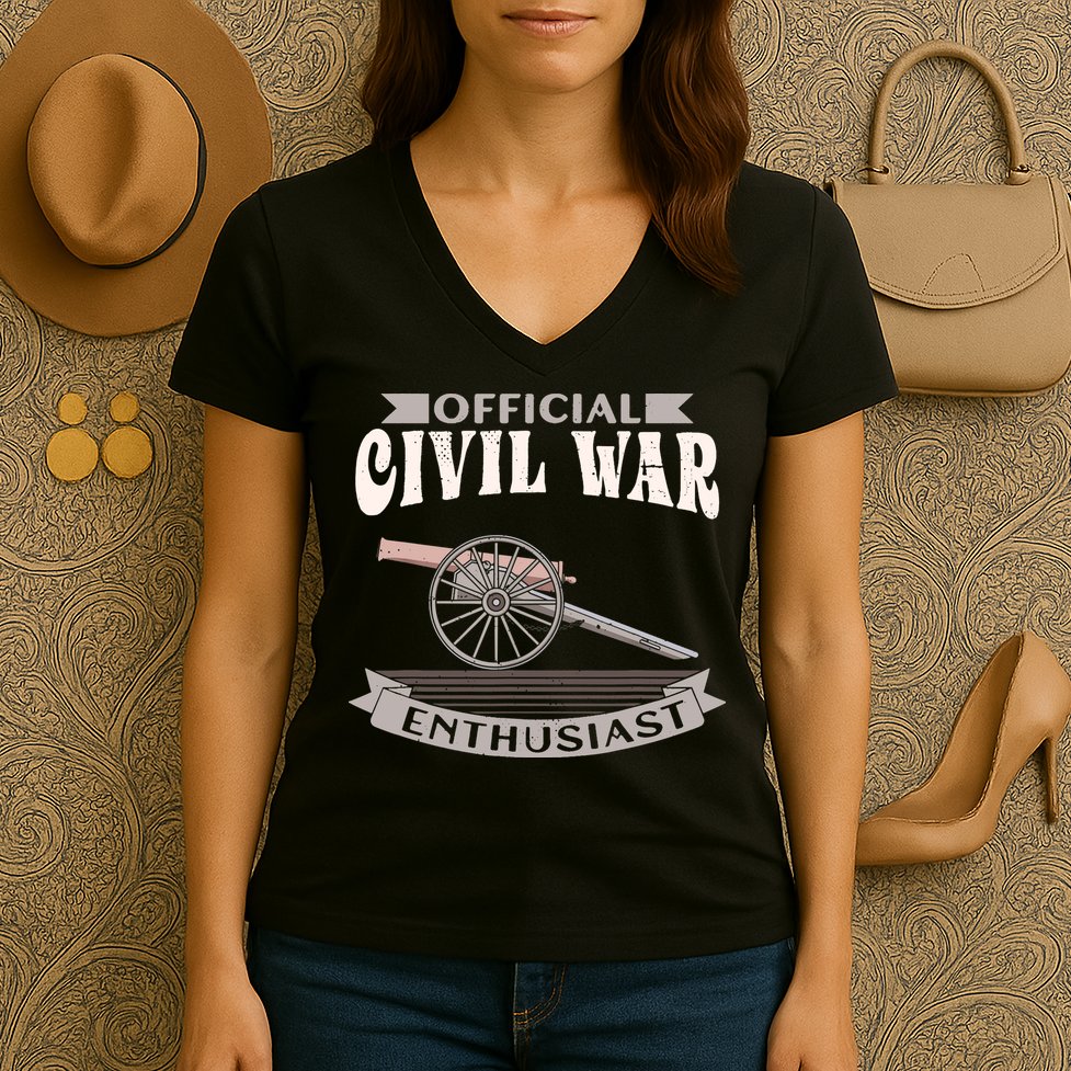 Civil War Enthusiast American Lover US Reenactor Women's V-Neck T-Shirt
