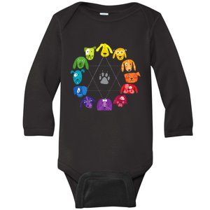 Color Wheel Educational Art Teacher Dog Themed Artist Baby Long Sleeve Bodysuit