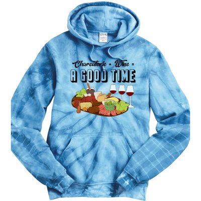 Charcuterie + Wine Equals A Good Time Cute Charcuterie Board Tie Dye Hoodie