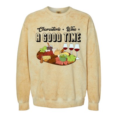 Charcuterie + Wine Equals A Good Time Cute Charcuterie Board Colorblast Crewneck Sweatshirt