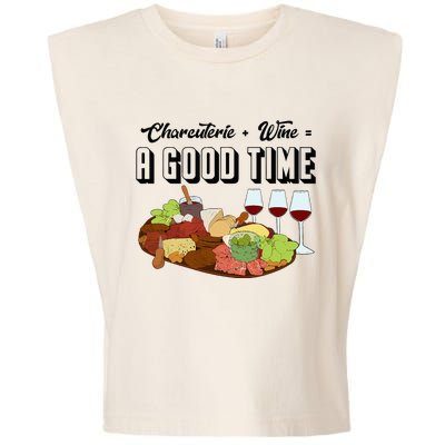 Charcuterie + Wine Equals A Good Time Cute Charcuterie Board Garment-Dyed Women's Muscle Tee