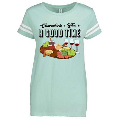 Charcuterie + Wine Equals A Good Time Cute Charcuterie Board Enza Ladies Jersey Football T-Shirt