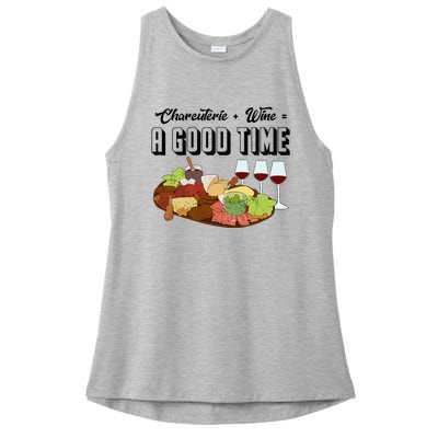 Charcuterie + Wine Equals A Good Time Cute Charcuterie Board Ladies PosiCharge Tri-Blend Wicking Tank