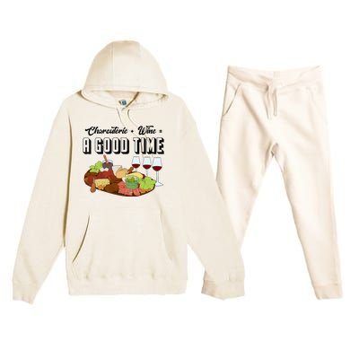 Charcuterie + Wine Equals A Good Time Cute Charcuterie Board Premium Hooded Sweatsuit Set