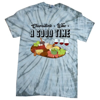 Charcuterie + Wine Equals A Good Time Cute Charcuterie Board Tie-Dye T-Shirt