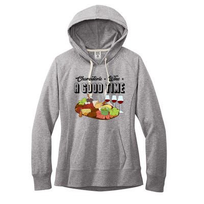 Charcuterie + Wine Equals A Good Time Cute Charcuterie Board Women's Fleece Hoodie