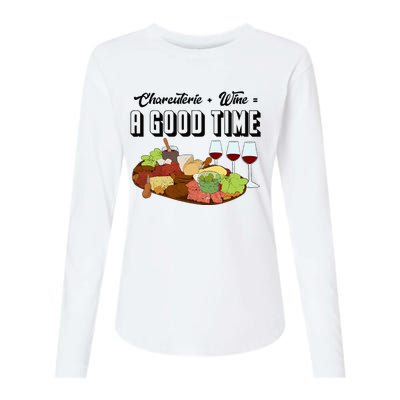 Charcuterie + Wine Equals A Good Time Cute Charcuterie Board Womens Cotton Relaxed Long Sleeve T-Shirt