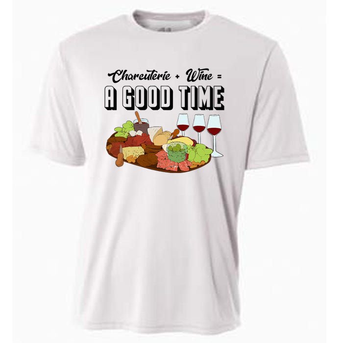 Charcuterie + Wine Equals A Good Time Cute Charcuterie Board Cooling Performance Crew T-Shirt