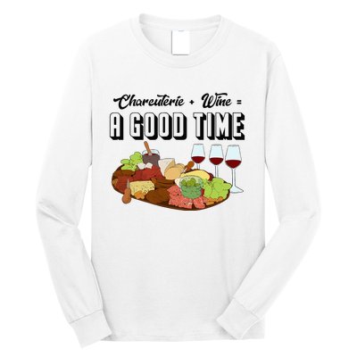 Charcuterie + Wine Equals A Good Time Cute Charcuterie Board Long Sleeve Shirt