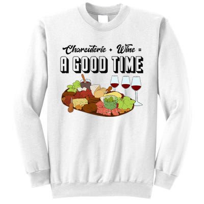 Charcuterie + Wine Equals A Good Time Cute Charcuterie Board Sweatshirt