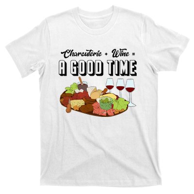 Charcuterie + Wine Equals A Good Time Cute Charcuterie Board T-Shirt