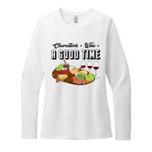 Charcuterie + Wine Equals A Good Time Cute Charcuterie Board Womens CVC Long Sleeve Shirt