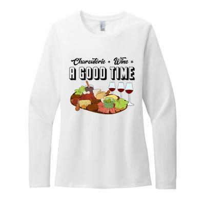 Charcuterie + Wine Equals A Good Time Cute Charcuterie Board Womens CVC Long Sleeve Shirt