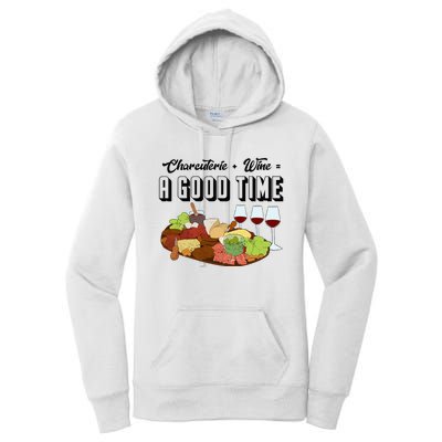 Charcuterie + Wine Equals A Good Time Cute Charcuterie Board Women's Pullover Hoodie