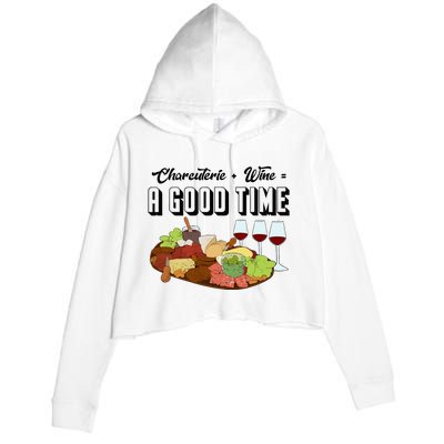 Charcuterie + Wine Equals A Good Time Cute Charcuterie Board Crop Fleece Hoodie