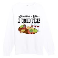 Charcuterie + Wine Equals A Good Time Cute Charcuterie Board Premium Crewneck Sweatshirt