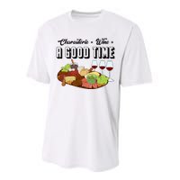 Charcuterie + Wine Equals A Good Time Cute Charcuterie Board Performance Sprint T-Shirt