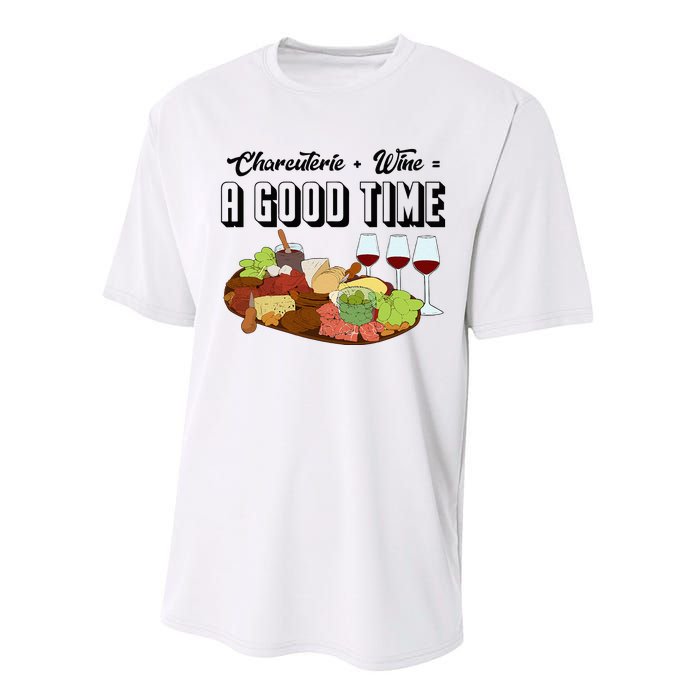 Charcuterie + Wine Equals A Good Time Cute Charcuterie Board Performance Sprint T-Shirt