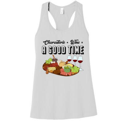 Charcuterie + Wine Equals A Good Time Cute Charcuterie Board Women's Racerback Tank