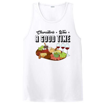 Charcuterie + Wine Equals A Good Time Cute Charcuterie Board PosiCharge Competitor Tank