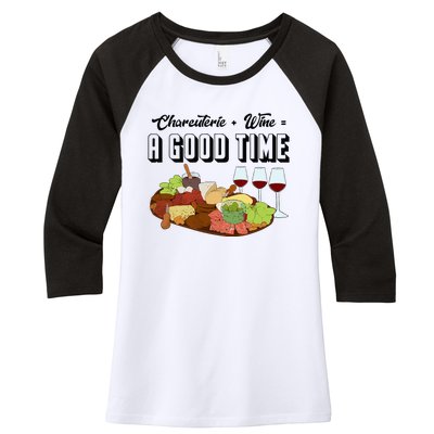 Charcuterie + Wine Equals A Good Time Cute Charcuterie Board Women's Tri-Blend 3/4-Sleeve Raglan Shirt