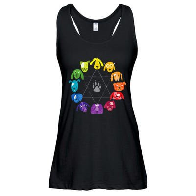 Color Wheel Educational Art Teacher Dog Themed Artist Ladies Essential Flowy Tank