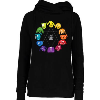 Color Wheel Educational Art Teacher Dog Themed Artist Womens Funnel Neck Pullover Hood