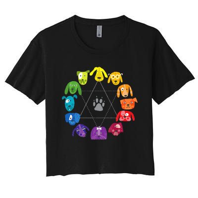 Color Wheel Educational Art Teacher Dog Themed Artist Women's Crop Top Tee