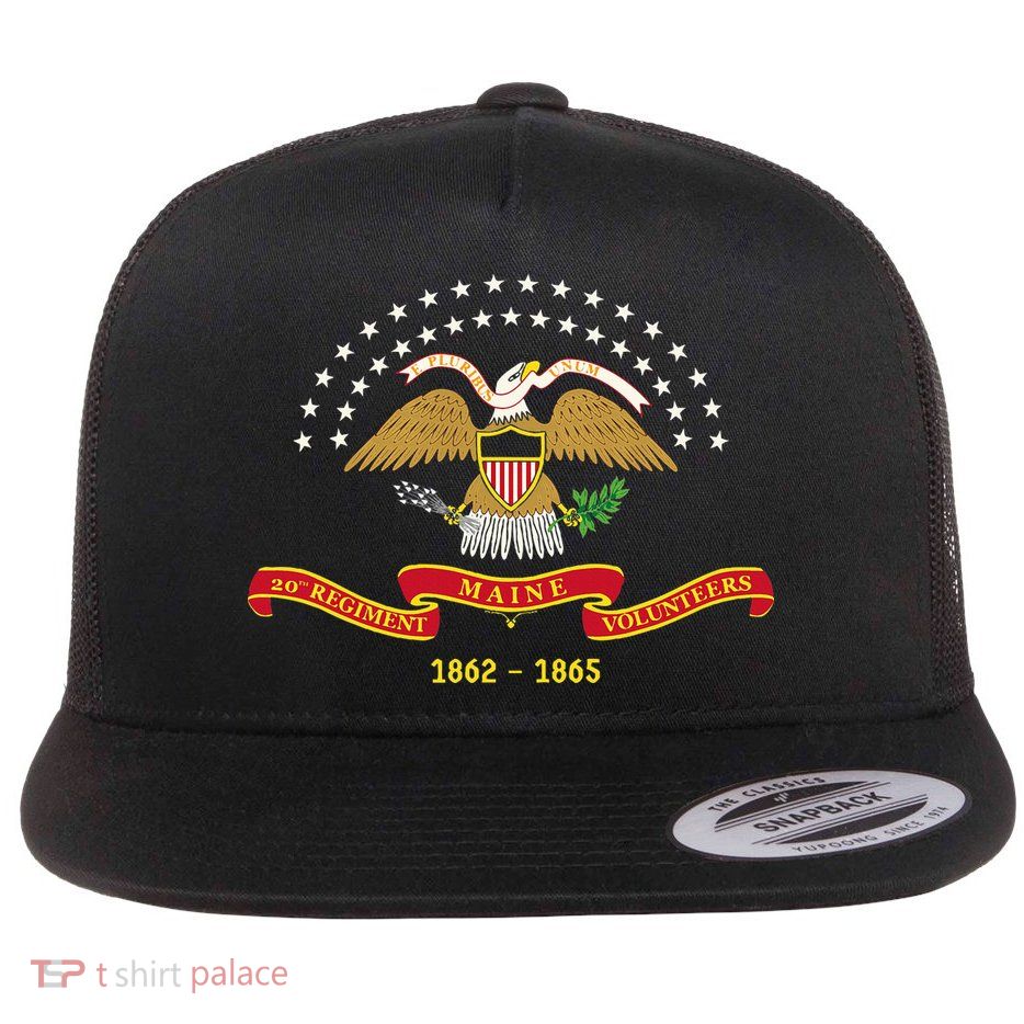 Civil War Era 20th Maine Volunteer Infantry Regiment Flag Flatbill Hat
