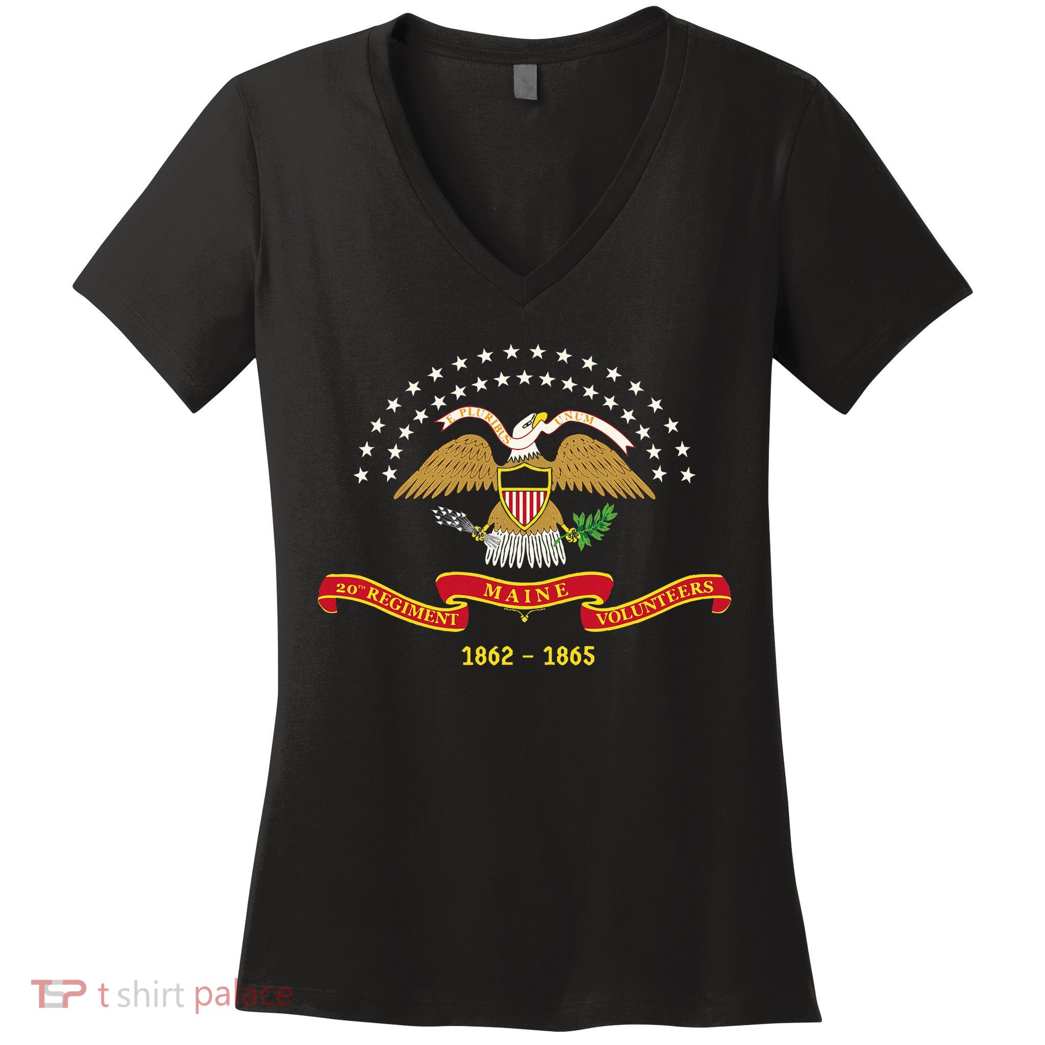 Civil War Era 20th Maine Volunteer Infantry Regiment Flag Women's V-Neck T-Shirt