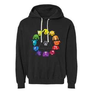 Color Wheel Educational Art Teacher Dog Themed Artist Garment-Dyed Fleece Hoodie