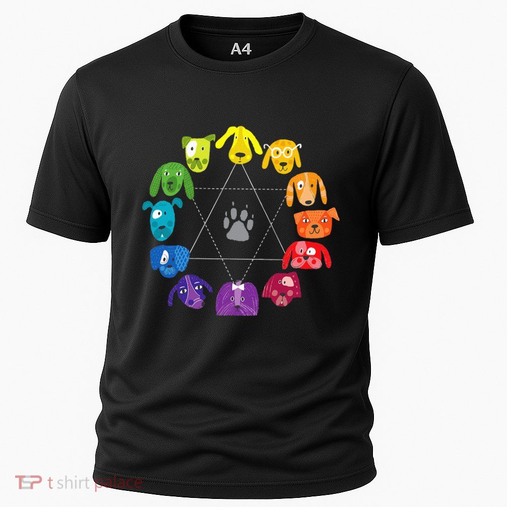 Color Wheel Educational Art Teacher Dog Themed Artist Performance Shirt