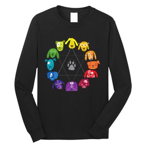 Color Wheel Educational Art Teacher Dog Themed Artist Long Sleeve Shirt