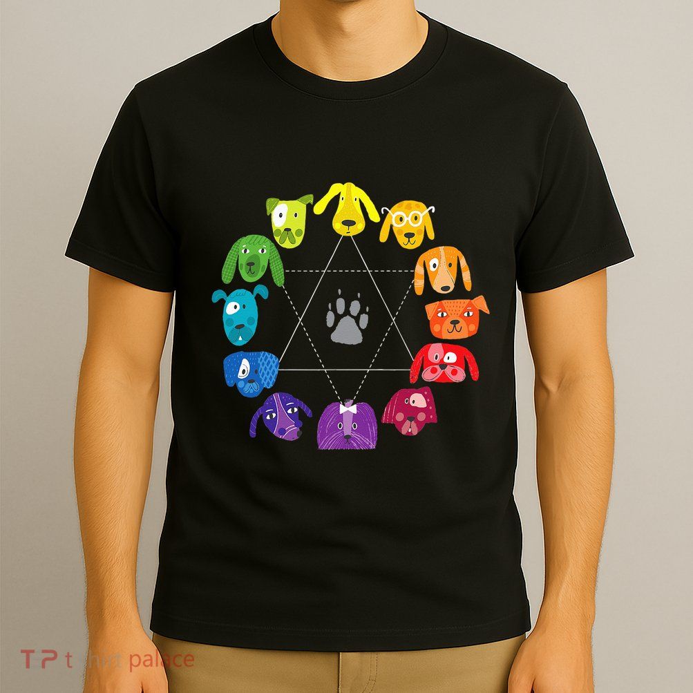 Color Wheel Educational Art Teacher Dog Themed Artist T-Shirt