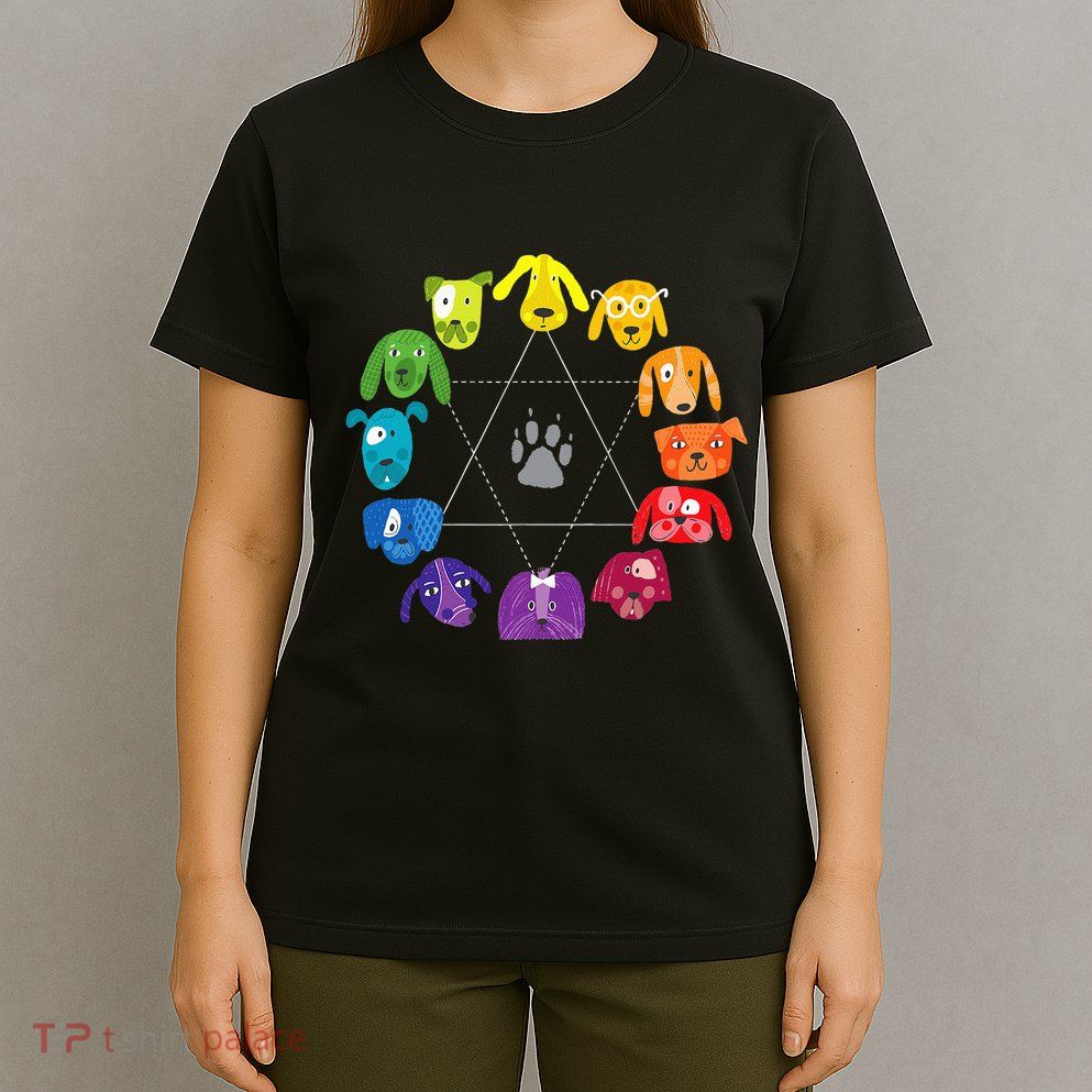Color Wheel Educational Art Teacher Dog Themed Artist T-Shirt