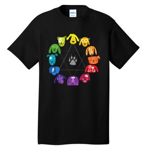 Color Wheel Educational Art Teacher Dog Themed Artist Tall T-Shirt