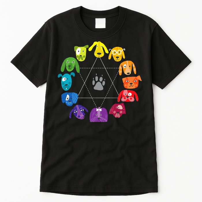 Color Wheel Educational Art Teacher Dog Themed Artist Tall T-Shirt