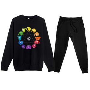 Color Wheel Educational Art Teacher Dog Themed Artist Premium Crewneck Sweatsuit Set