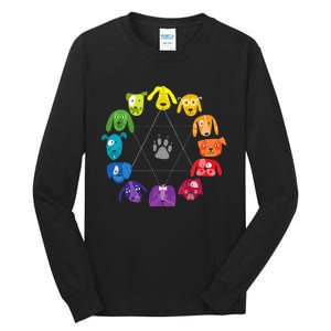 Color Wheel Educational Art Teacher Dog Themed Artist Tall Long Sleeve T-Shirt