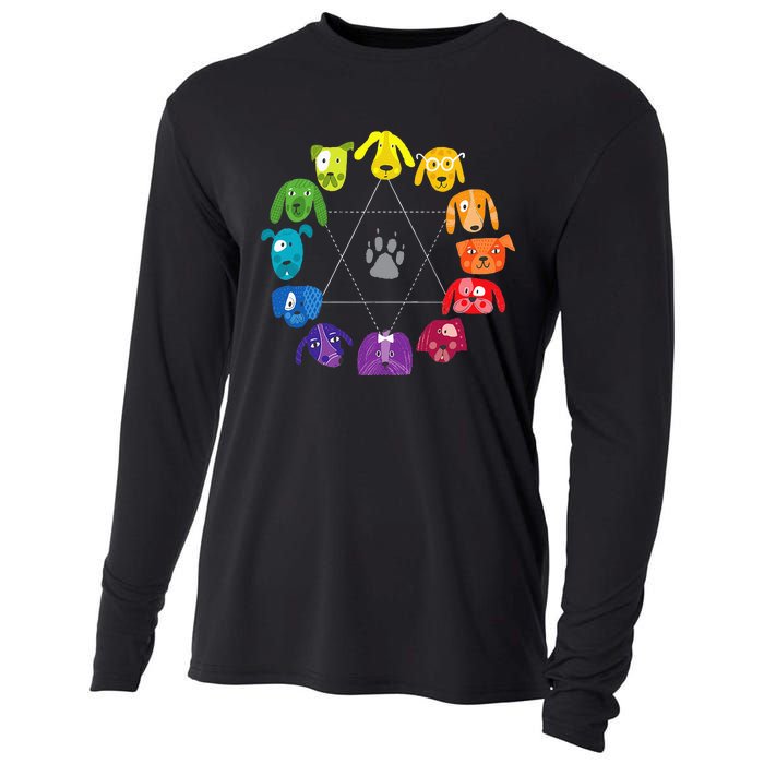 Color Wheel Educational Art Teacher Dog Themed Artist Cooling Performance Long Sleeve Crew