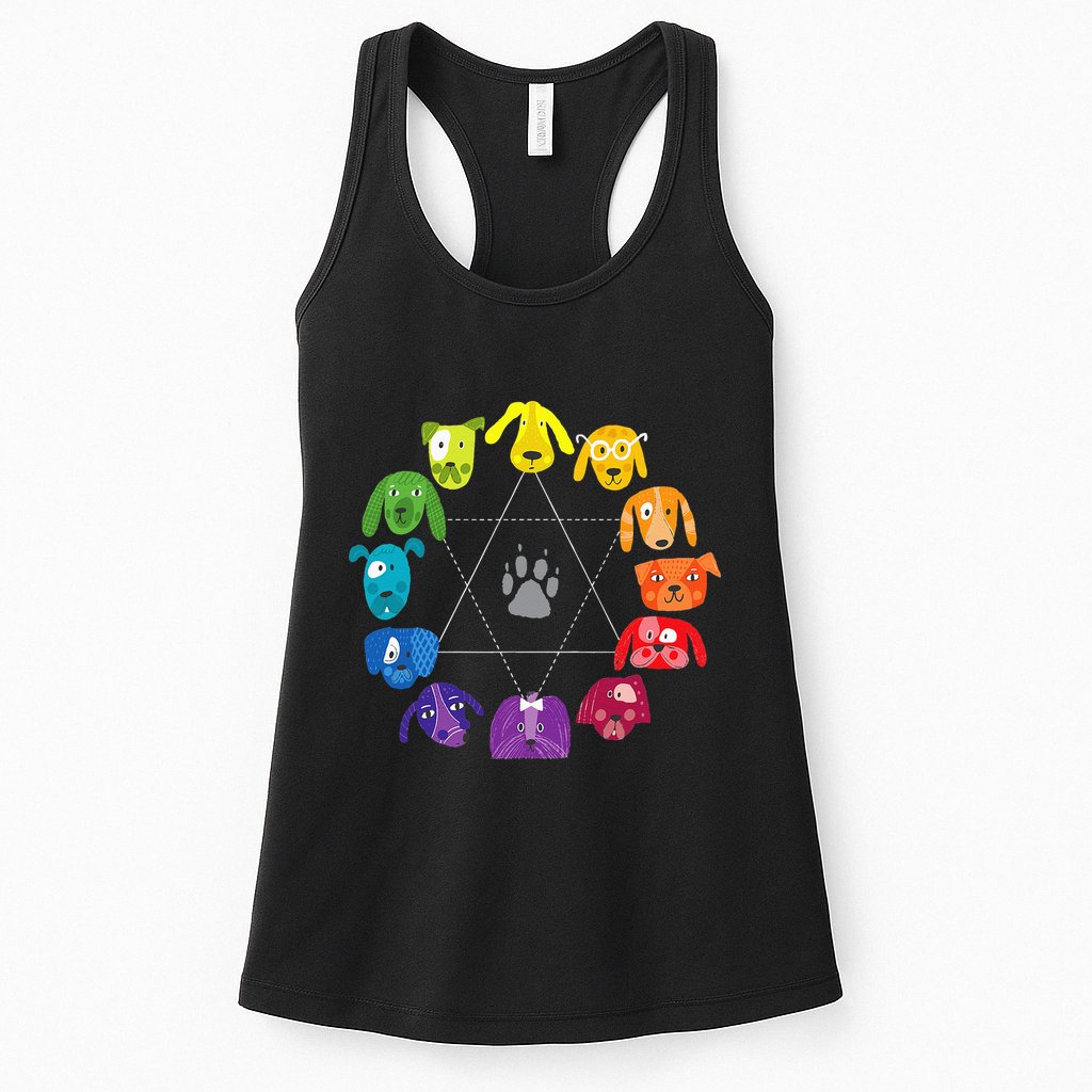 Color Wheel Educational Art Teacher Dog Themed Artist Womens Tank Top