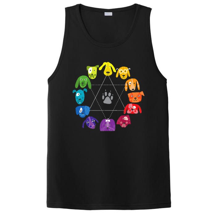 Color Wheel Educational Art Teacher Dog Themed Artist PosiCharge Competitor Tank