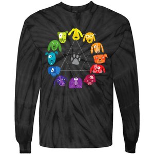 Color Wheel Educational Art Teacher Dog Themed Artist Tie-Dye Long Sleeve Shirt