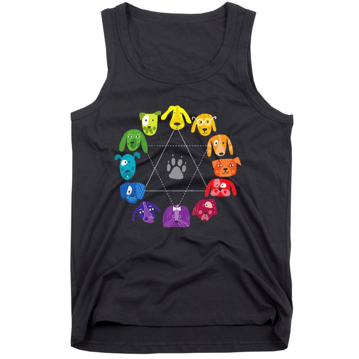 Color Wheel Educational Art Teacher Dog Themed Artist Tank Top