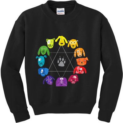 Color Wheel Educational Art Teacher Dog Themed Artist Kids Sweatshirt
